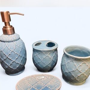 Moroccan Trellis 4pc Ceramic Bath Accessory Set